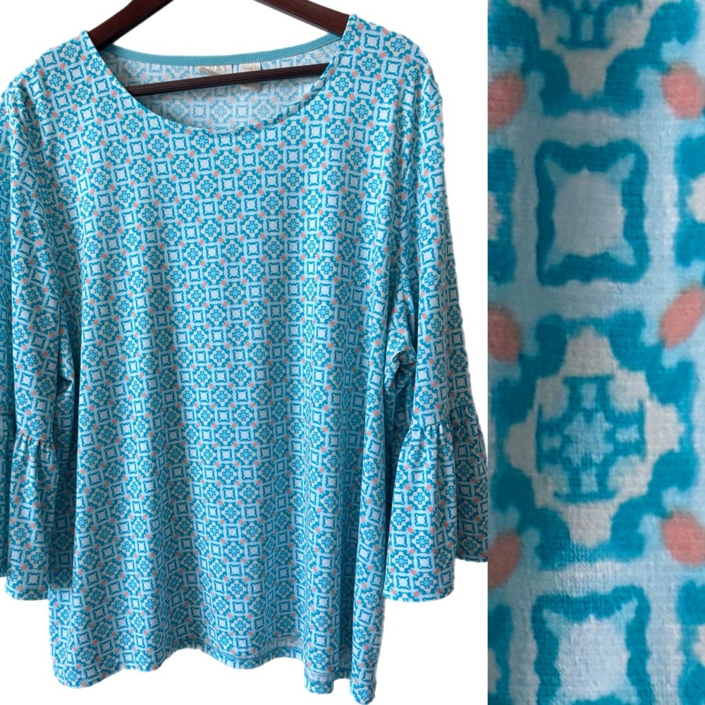 CHICO’S Top Blouse Bell Sleeve Sz XL/16